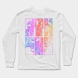 Athens, Greece City Map Typography - Colorful Long Sleeve T-Shirt